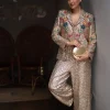 RANNA GILL Alish Pekh In Roma 3D Embroidered Sequin Jacket Golden Sale