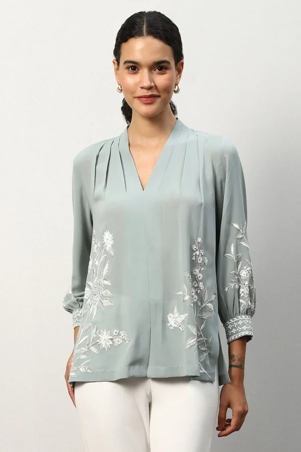 RANNA GILL Anna Blouse Frosty Green Outlet
