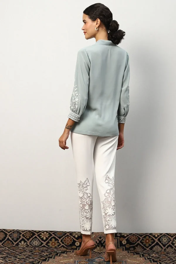 RANNA GILL Anna Blouse Frosty Green Outlet