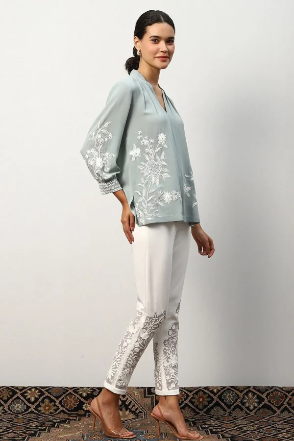 RANNA GILL Anna Blouse Frosty Green Outlet