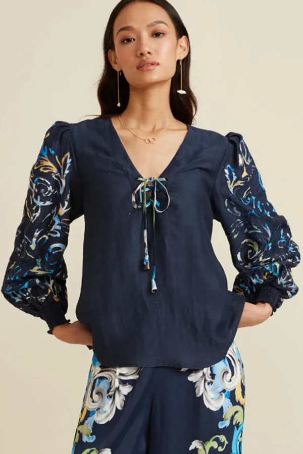 RANNA GILL Aubery Blouse Navy Shop