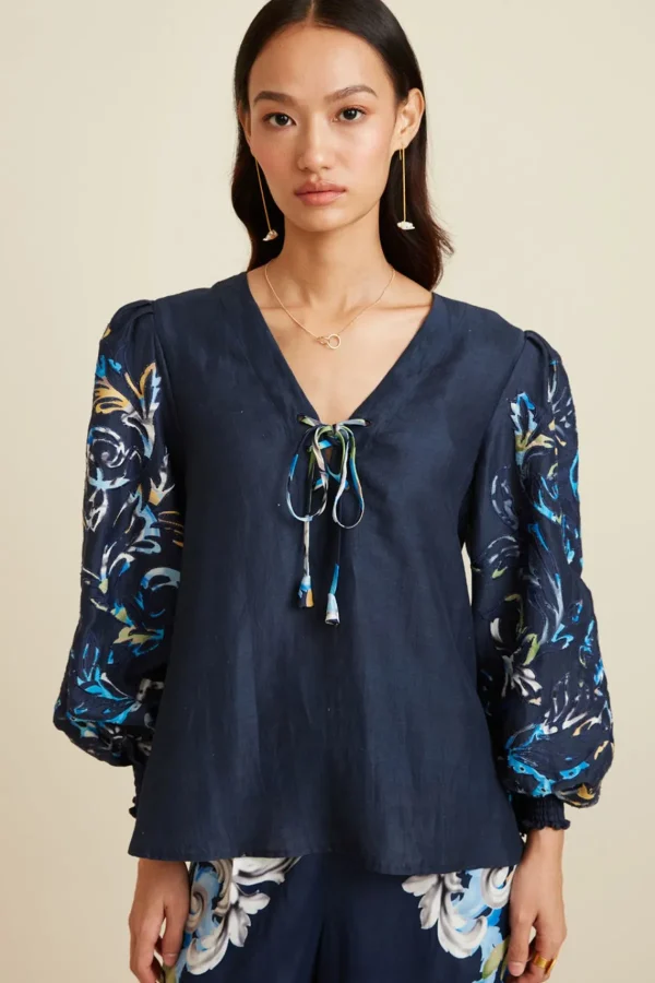 RANNA GILL Aubery Blouse Navy Shop
