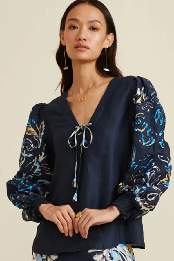 RANNA GILL Aubery Blouse Navy Shop