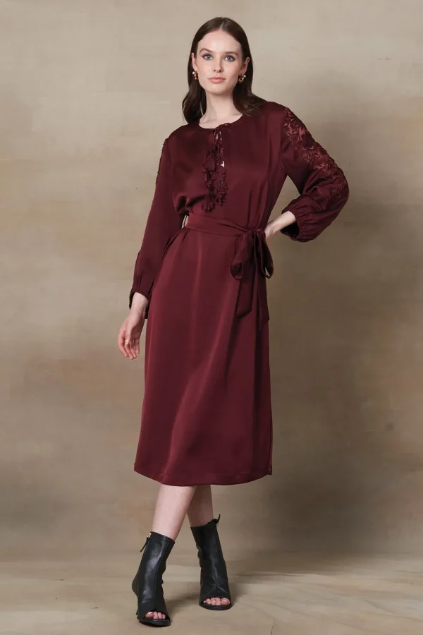 RANNA GILL Bella Dress Oxblood Shop