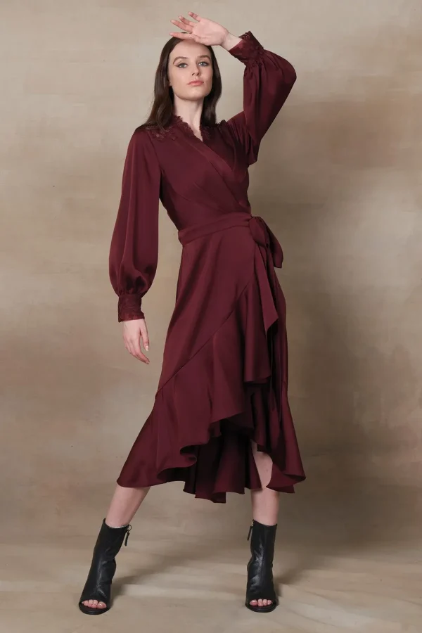 RANNA GILL Bre Dress Oxblood Cheap