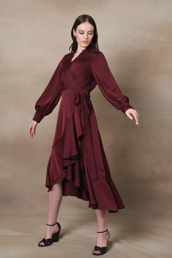 RANNA GILL Bre Dress Oxblood Cheap