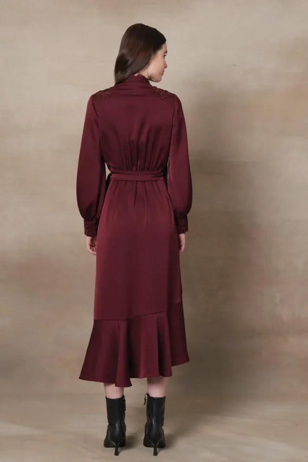 RANNA GILL Bre Dress Oxblood Cheap