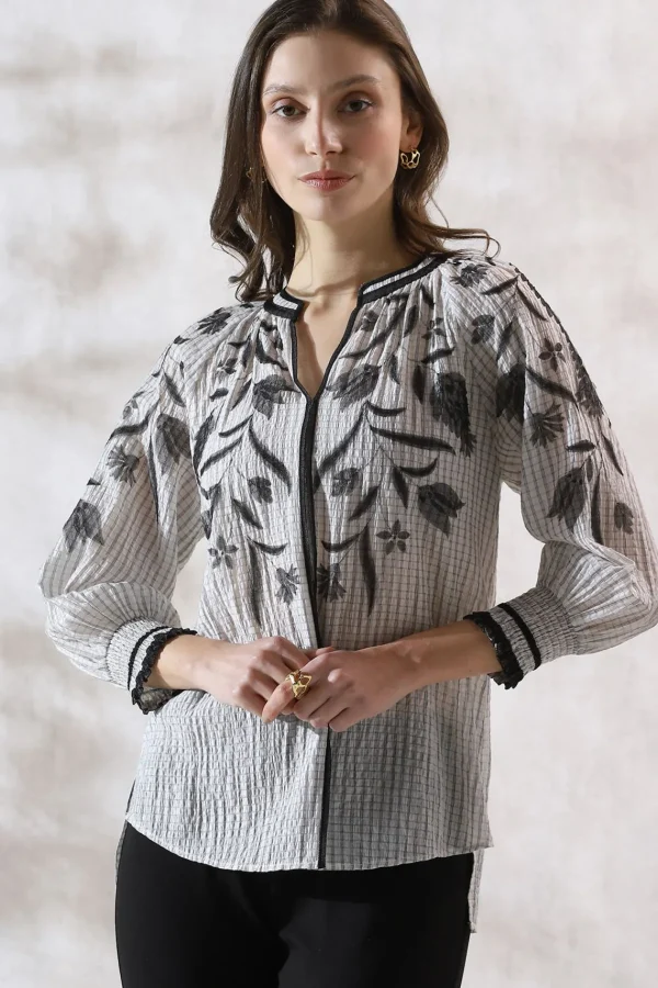 RANNA GILL Casie Blouse Black & White Flash Sale
