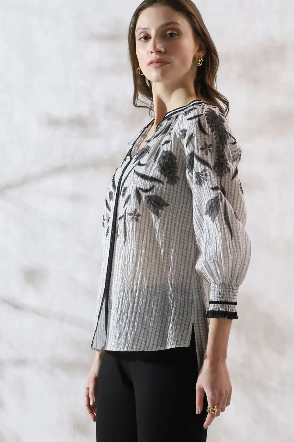 RANNA GILL Casie Blouse Black & White Flash Sale
