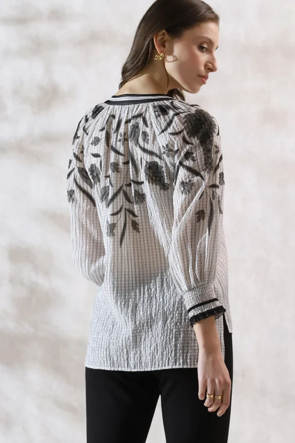 RANNA GILL Casie Blouse Black & White Flash Sale