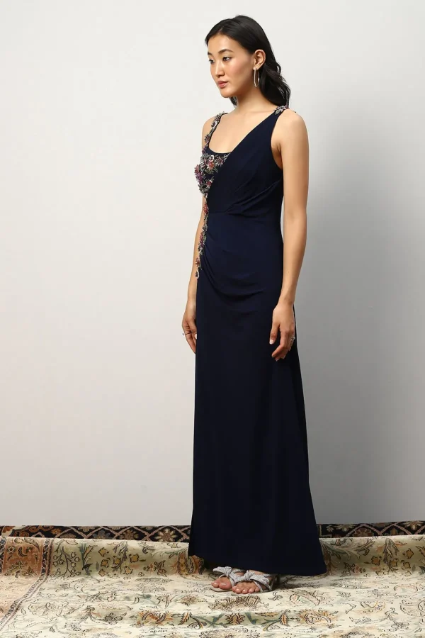 RANNA GILL Eliana Gown Navy New