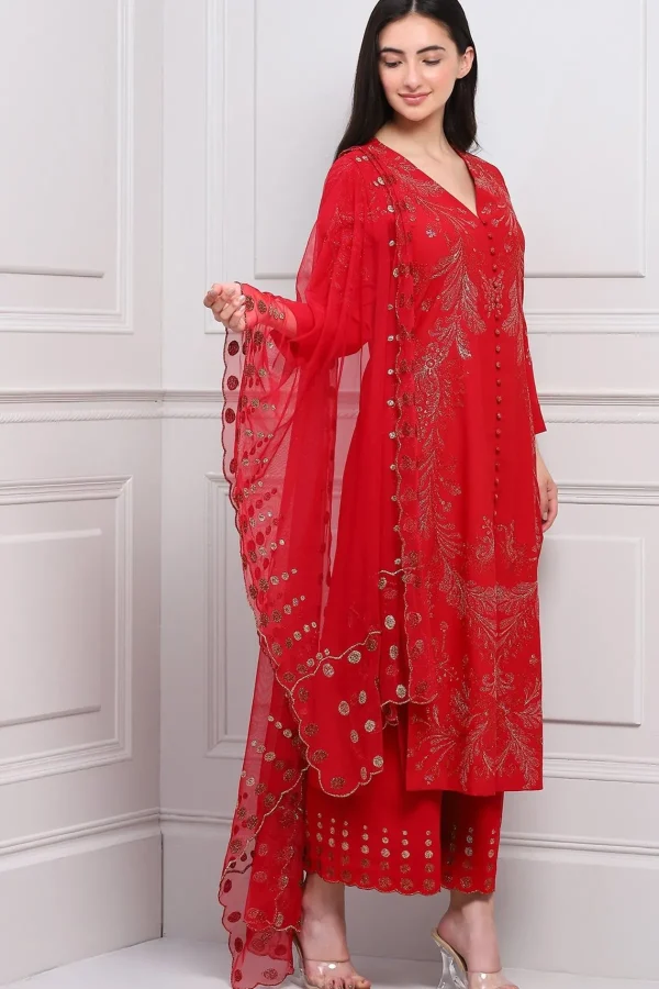 RANNA GILL Haniya Tunic Set Red Shop