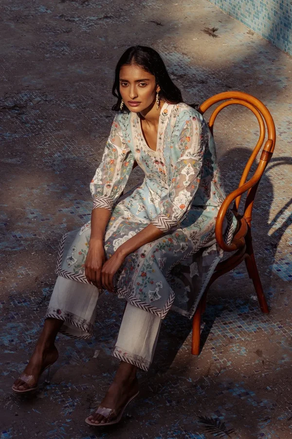 RANNA GILL Ishna Tunic Set Blue Clearance