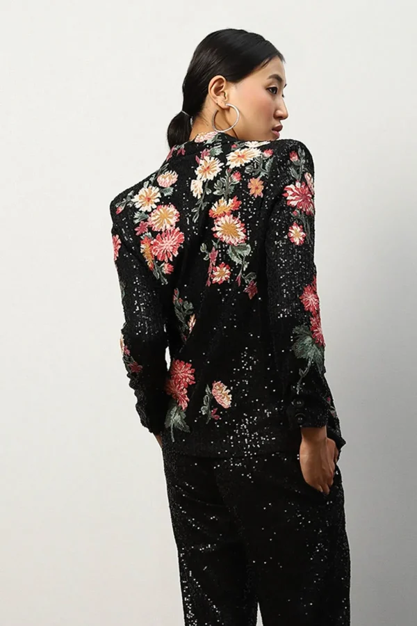 RANNA GILL Koel Puri In Palermo 3D Embroidered Sequin Jacket Black Discount