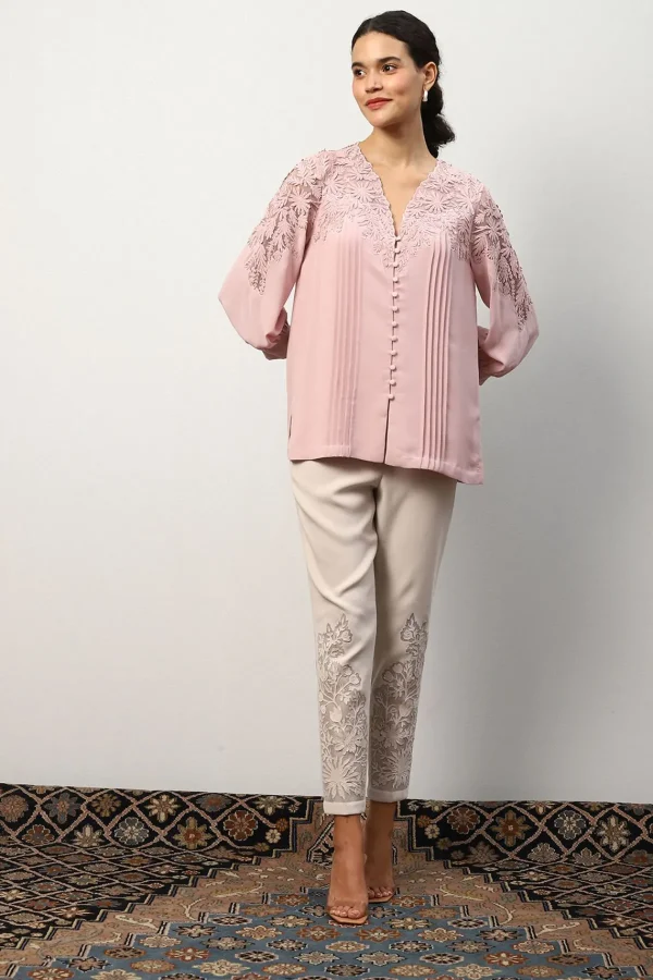 RANNA GILL Maeve Blouse Blush Hot