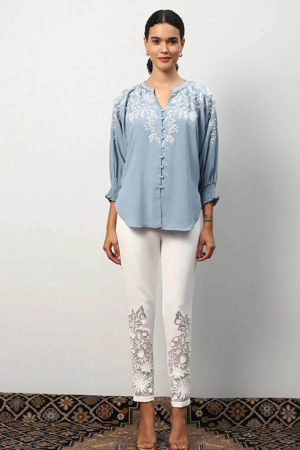 RANNA GILL Maria Blouse Ashley Blue Outlet