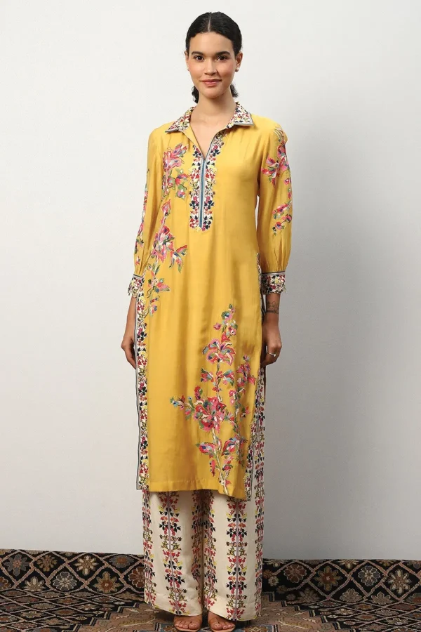 RANNA GILL Maria Tunic Set Mustard Online