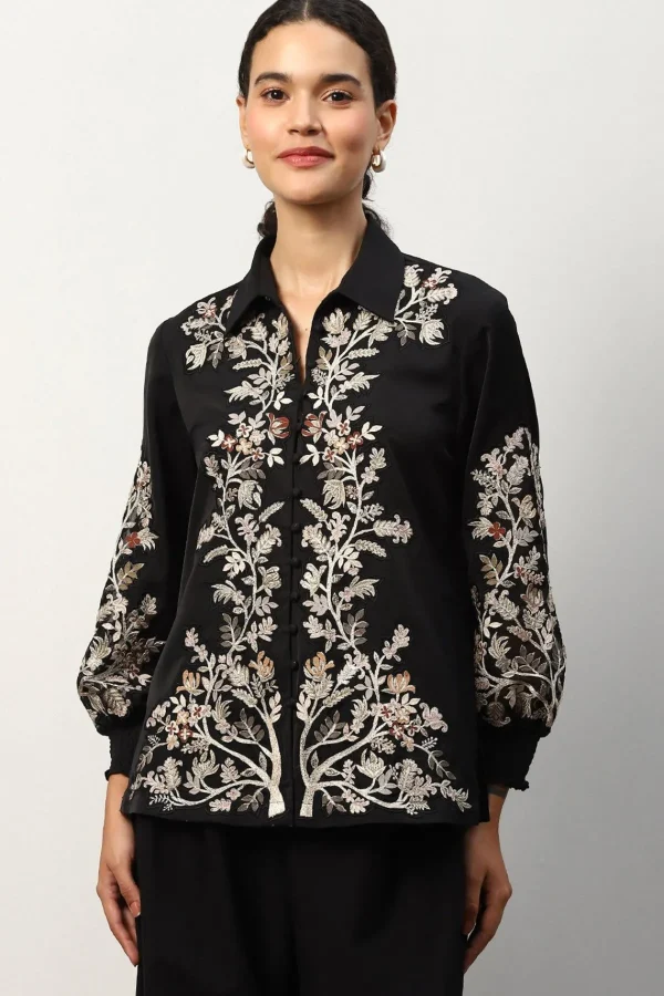 RANNA GILL Molly Blouse Black Shop