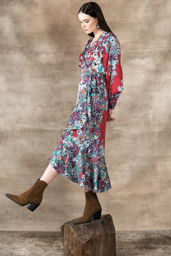 RANNA GILL Naomi Wrap Dress Red Flash Sale