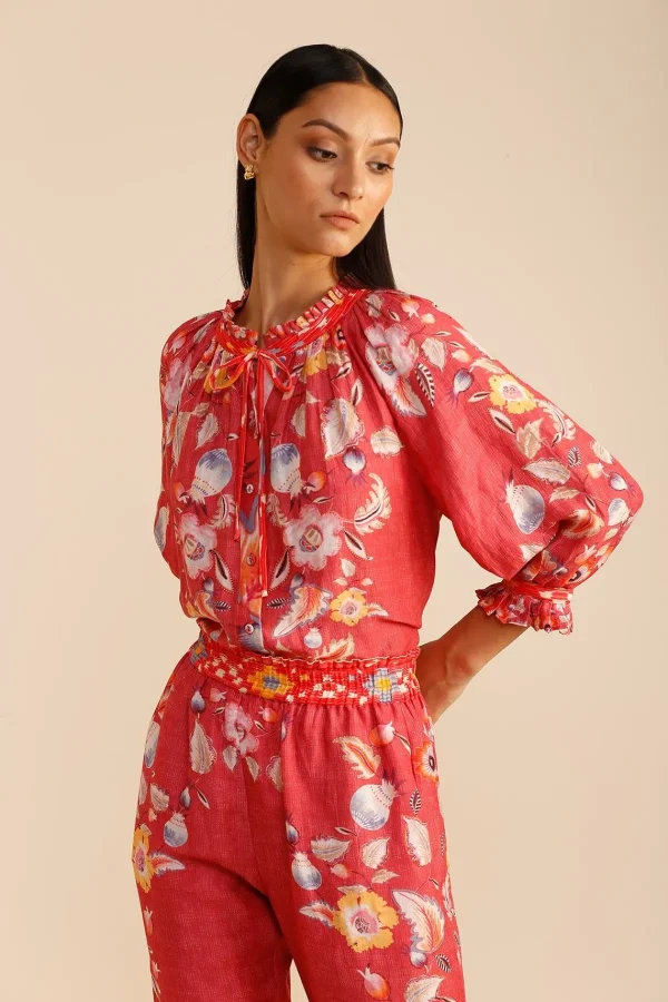 RANNA GILL Rosalie Blouse Coral Shop