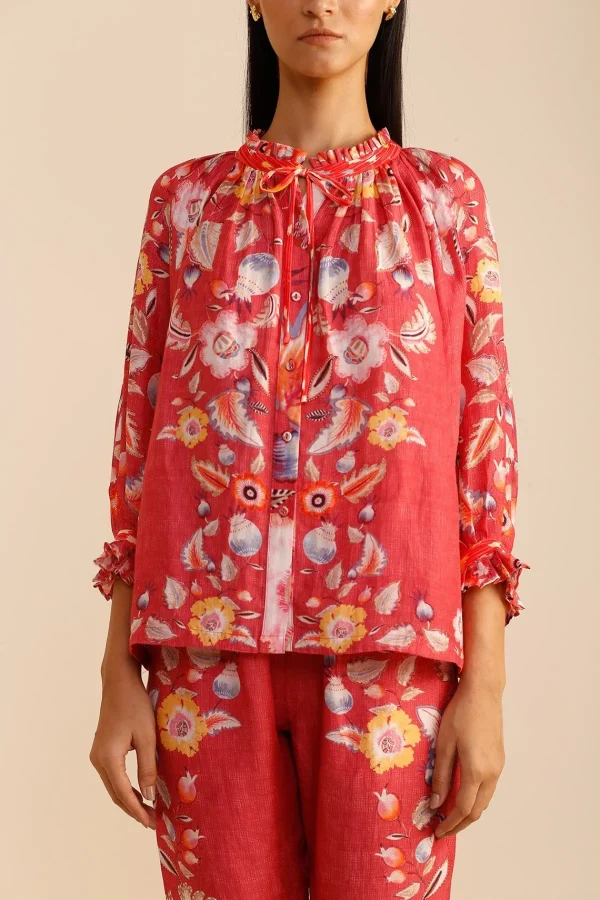 RANNA GILL Rosalie Blouse Coral Store
