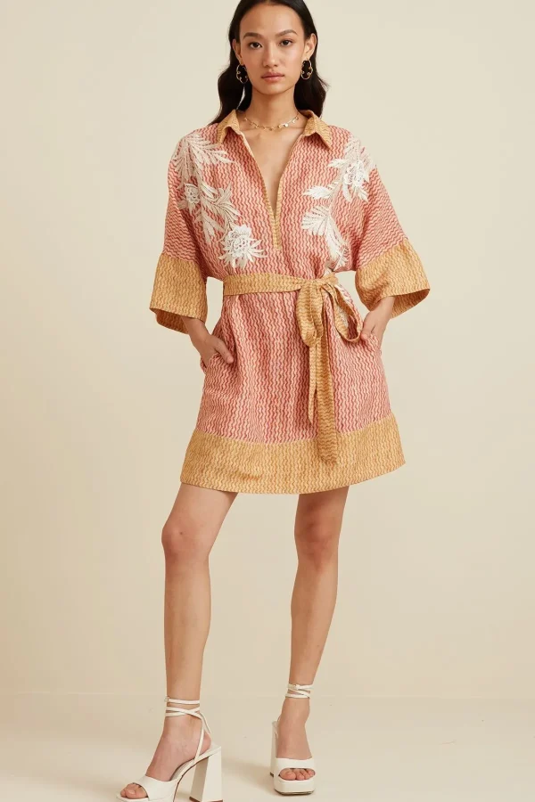 RANNA GILL Stella Dress Red & Yellow New