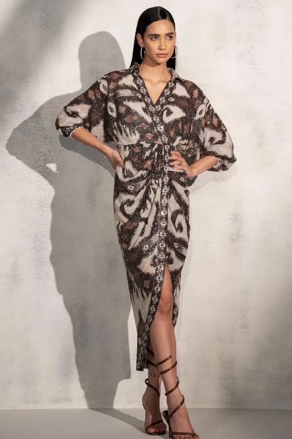 RANNA GILL Stormi Dress Brown Hot