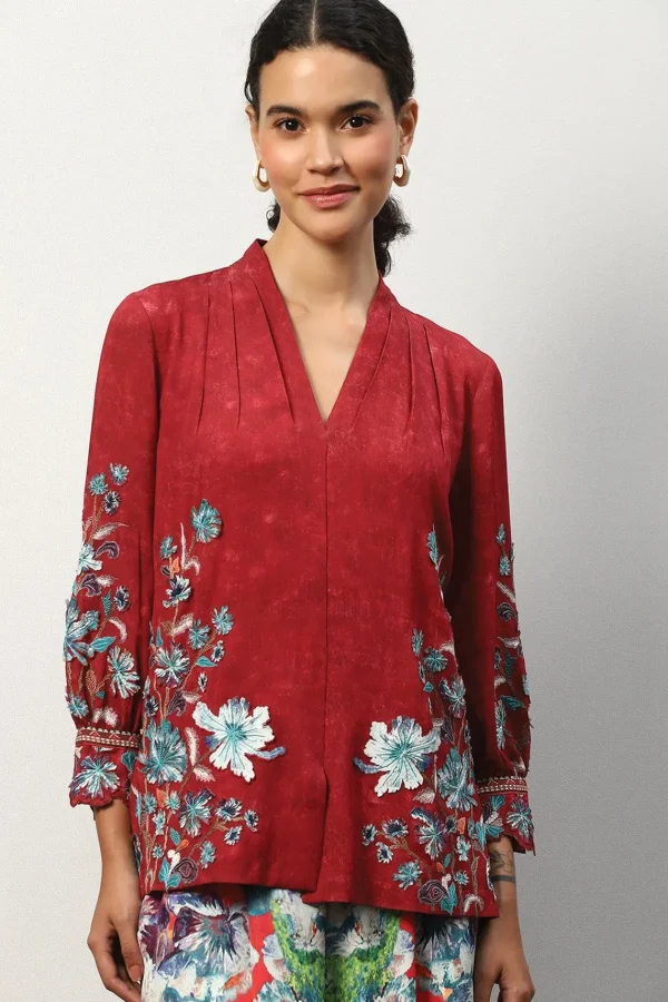 RANNA GILL Tiana Blouse Red Hot