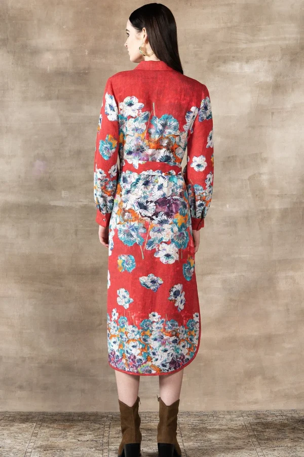 RANNA GILL Zoey Shirt Dress Red Fashion